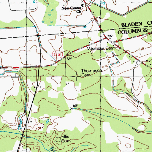 Topographic Map of Thompson Cemetery, NC
