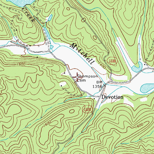 Topographic Map of Thompson Cemetery, NC