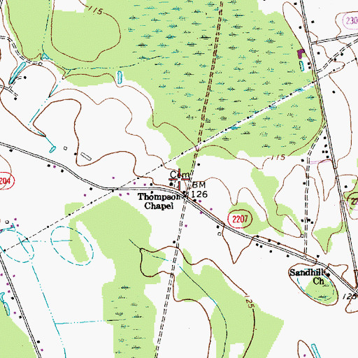 Topographic Map of Thompson Chapel, NC
