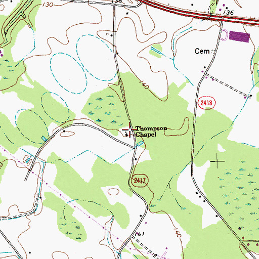 Topographic Map of Thompson Chapel, NC
