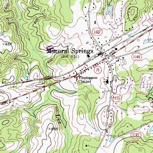 Topographic Map of Thompson Chapel, NC
