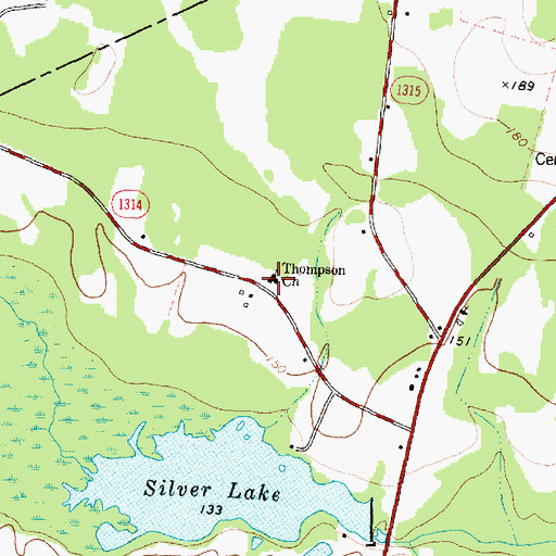 Topographic Map of Thompson Church, NC