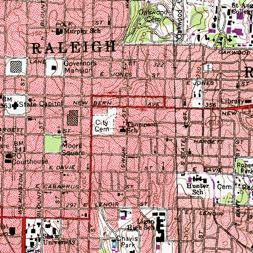 Topographic Map of Thompson School, NC