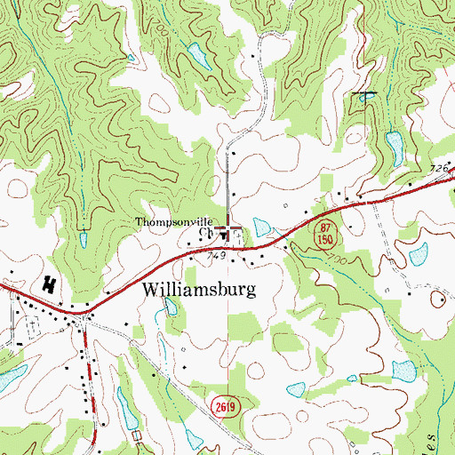 Topographic Map of Thompsonville Church, NC