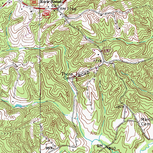 Topographic Map of Thore Cemetery, NC