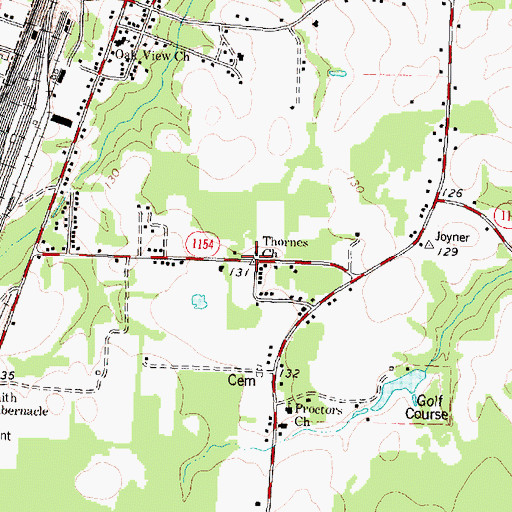 Topographic Map of Thornes Church, NC