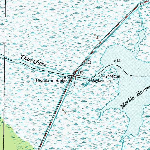 Topographic Map of Thorofare Bridge, NC