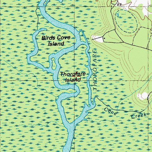 Topographic Map of Thorofare Island, NC