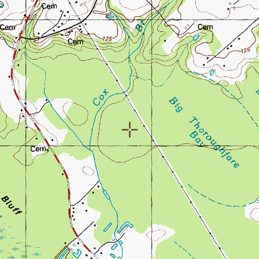 Topographic Map of Thorofare Swamp, NC