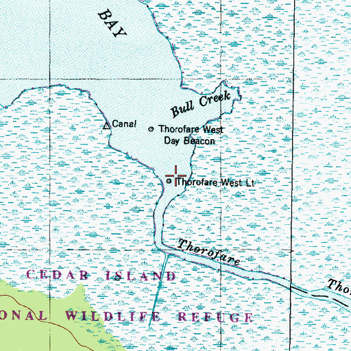 Topographic Map of Thorofare West Light, NC
