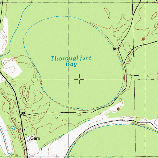 Topographic Map of Thoroughfare Bay, NC