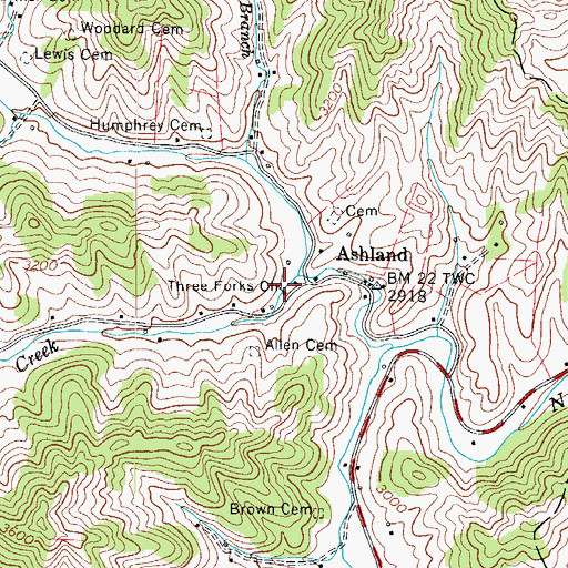 Topographic Map of Three Forks Church, NC