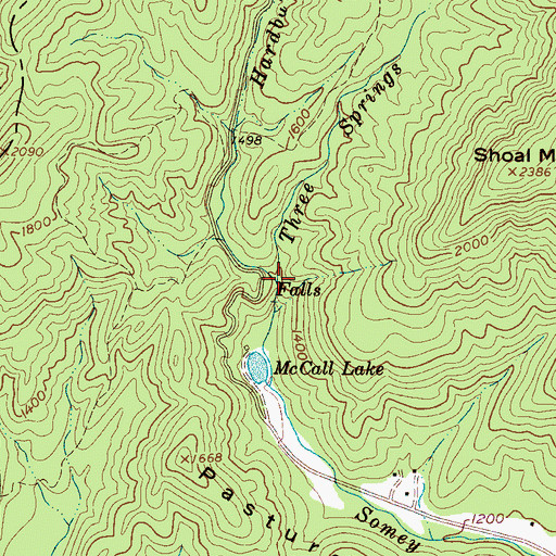 Topographic Map of Three Springs Branch, NC