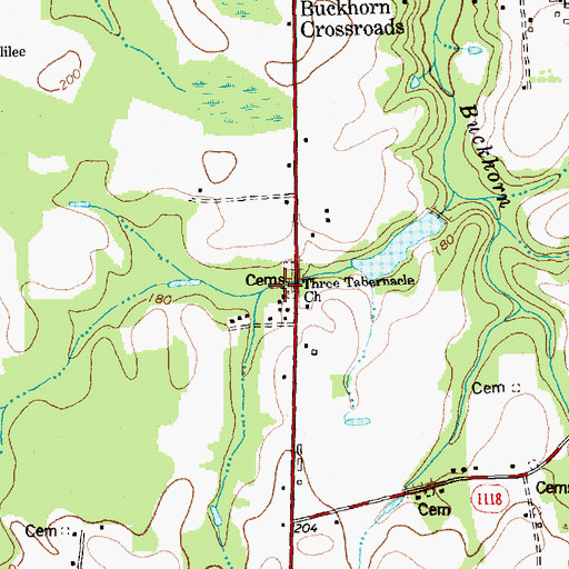 Topographic Map of Three Tabernacle Church, NC