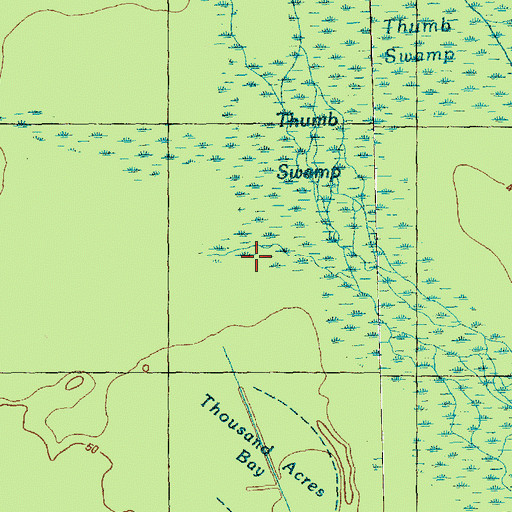 Topographic Map of Thumb Swamp, NC