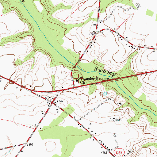 Topographic Map of Thunder Swamp Church, NC