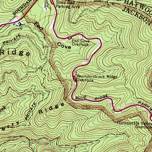 Topographic Map of Thunderstruck Ridge Overlook, NC