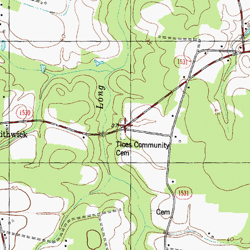 Topographic Map of Tices Community Cemetery, NC