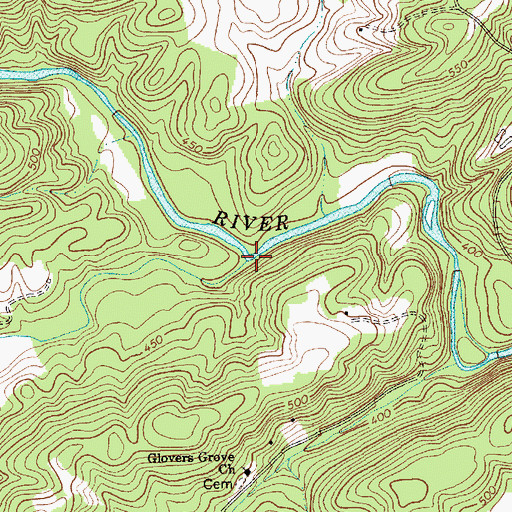 Topographic Map of Tick Creek, NC