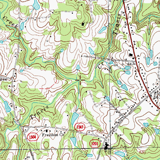 Topographic Map of Tickle Creek, NC