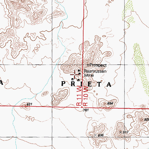 Topographic Map of Rasmussen Mine, AZ