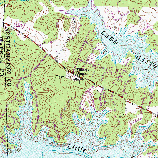 Topographic Map of Tillans Chapel, NC