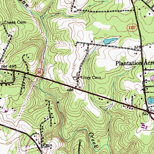 Topographic Map of Tilley Cemetery, NC