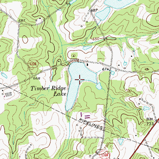 Topographic Map of Timber Ridge Lake, NC