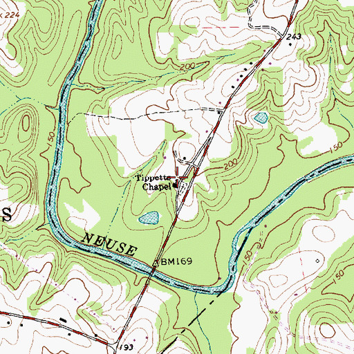 Topographic Map of Tippetts Chapel, NC
