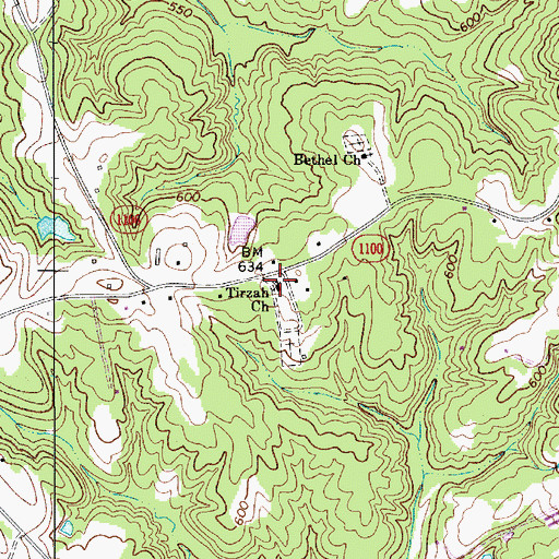 Topographic Map of Tirzah Church, NC