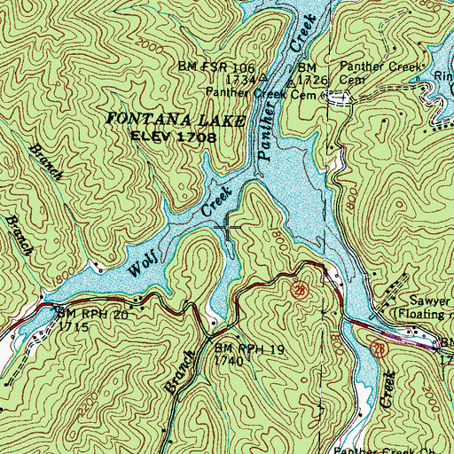 Topographic Map of Tobacco Branch, NC