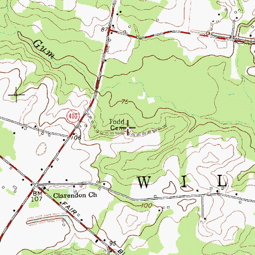 Topographic Map of Todd Cemetery, NC