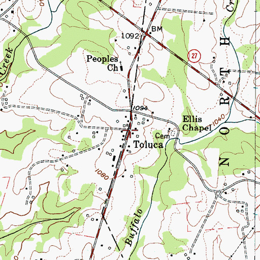 Topographic Map of Toluca, NC