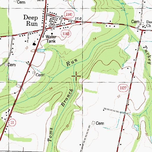 Topographic Map of Toms Branch, NC