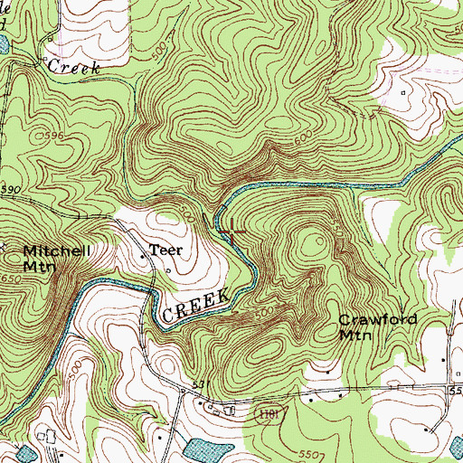 Topographic Map of Toms Creek, NC