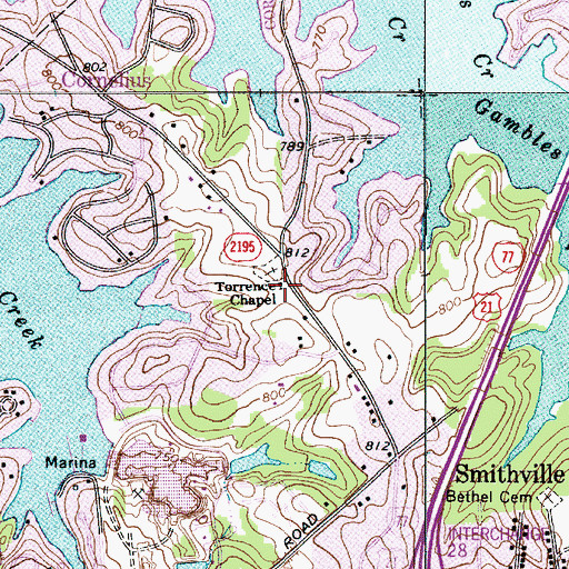 Topographic Map of Torrence Chapel, NC