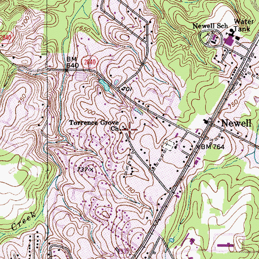 Topographic Map of Torrence Grove Church, NC