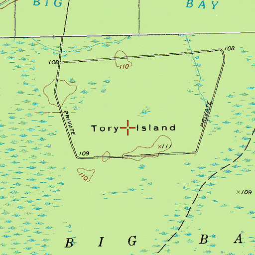 Topographic Map of Tory Island, NC