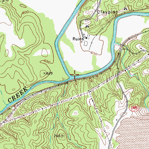 Topographic Map of Town Fork Creek, NC
