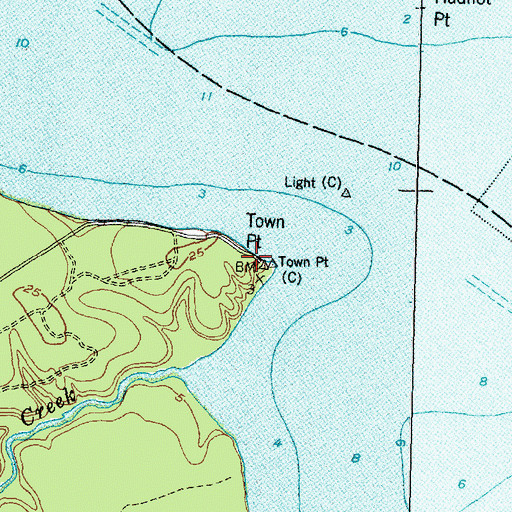 Topographic Map of Town Point, NC