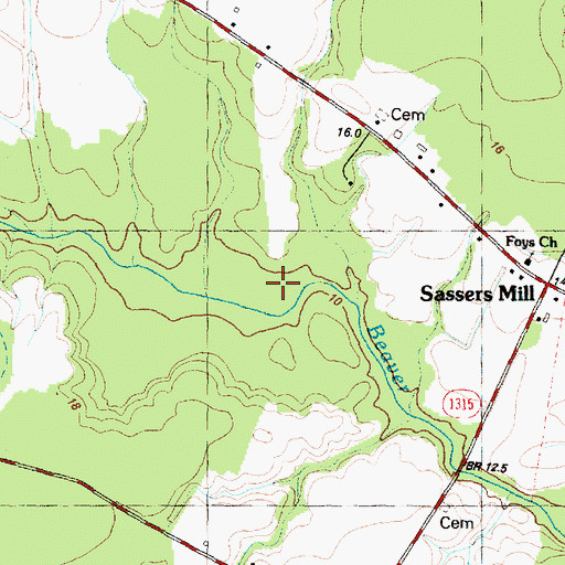 Topographic Map of Trace Branch, NC