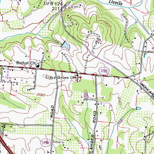 Topographic Map of Tracy Grove Church, NC