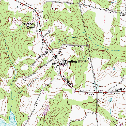 Topographic Map of Trading Ford Church, NC