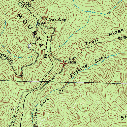Topographic Map of Trail Ridge, NC