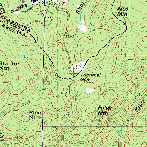 Topographic Map of Trammel Gap, NC