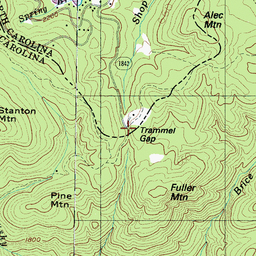 Topographic Map of Trammel Gap, NC