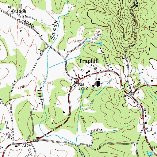 Topographic Map of Traphill, NC