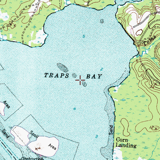 Topographic Map of Traps Bay, NC