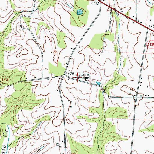 Topographic Map of Travis Chapel, NC