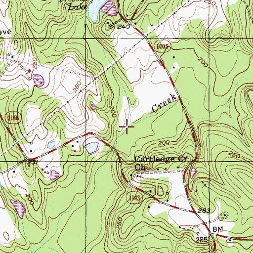 Topographic Map of Treeces Branch, NC